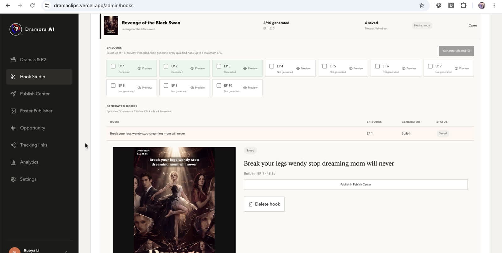 Human review interface in DramaClips